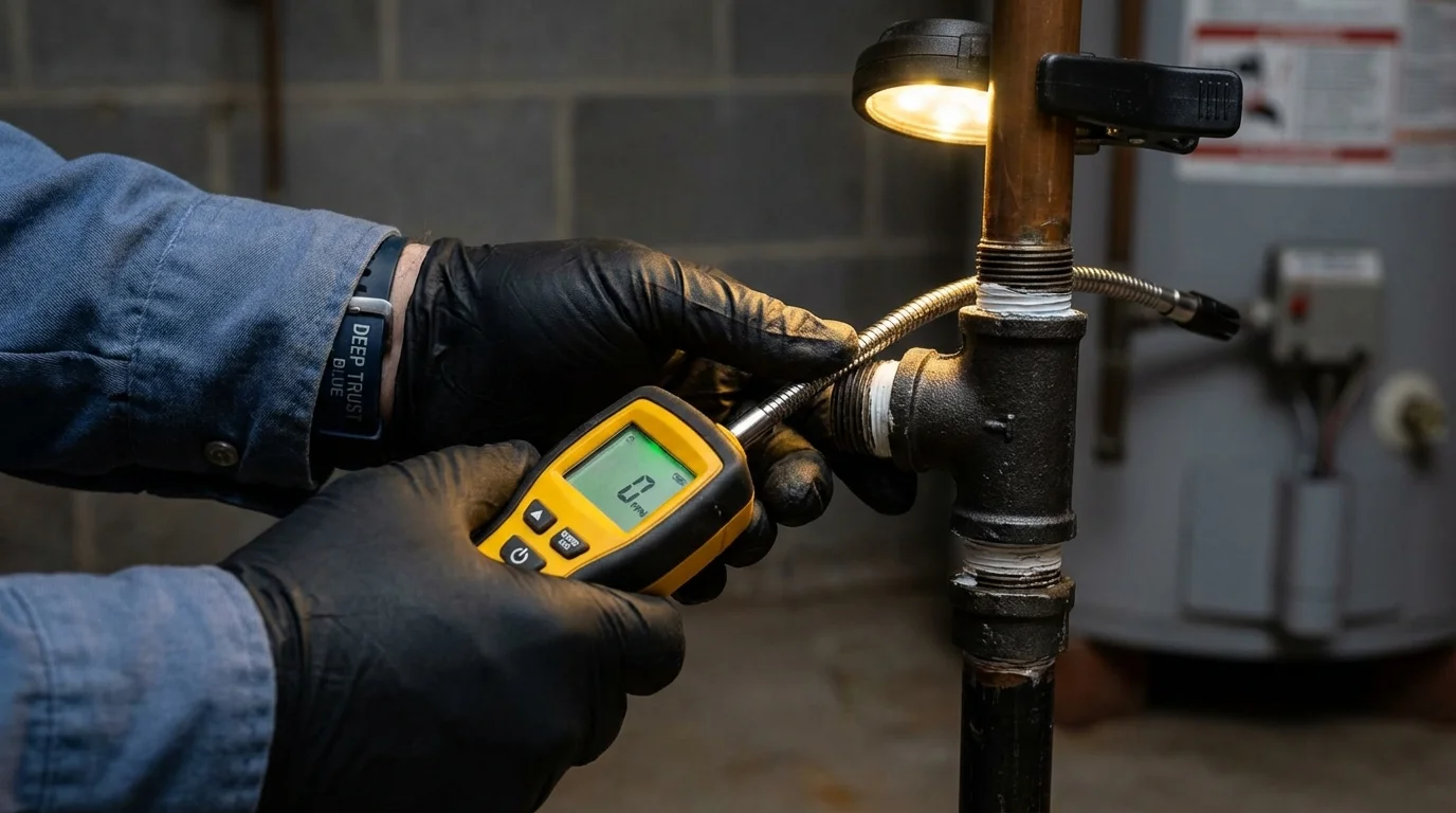 Gas leak detection with electronic sniffer by Johns Plumbing LLC in New Franklin