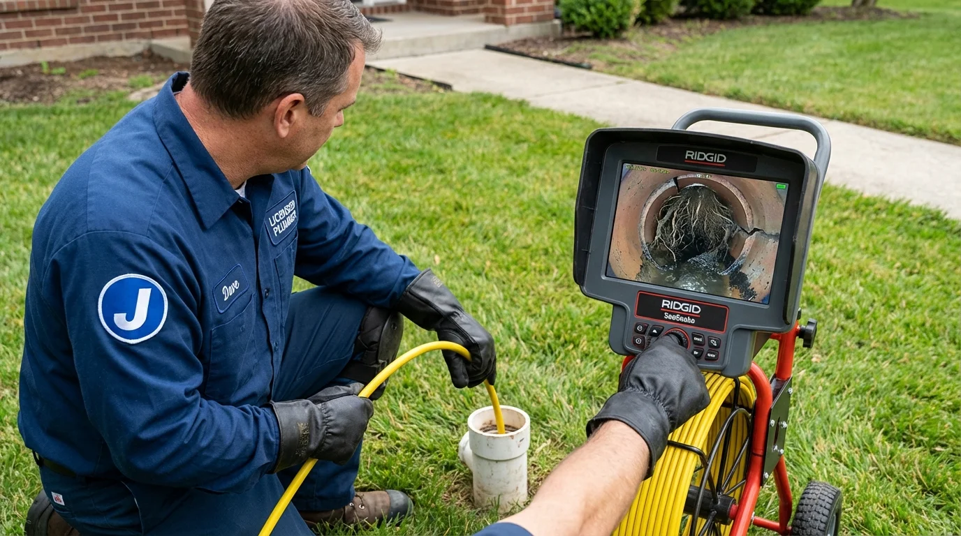 Sewer camera inspection being performed by Johns Plumbing LLC in New Franklin